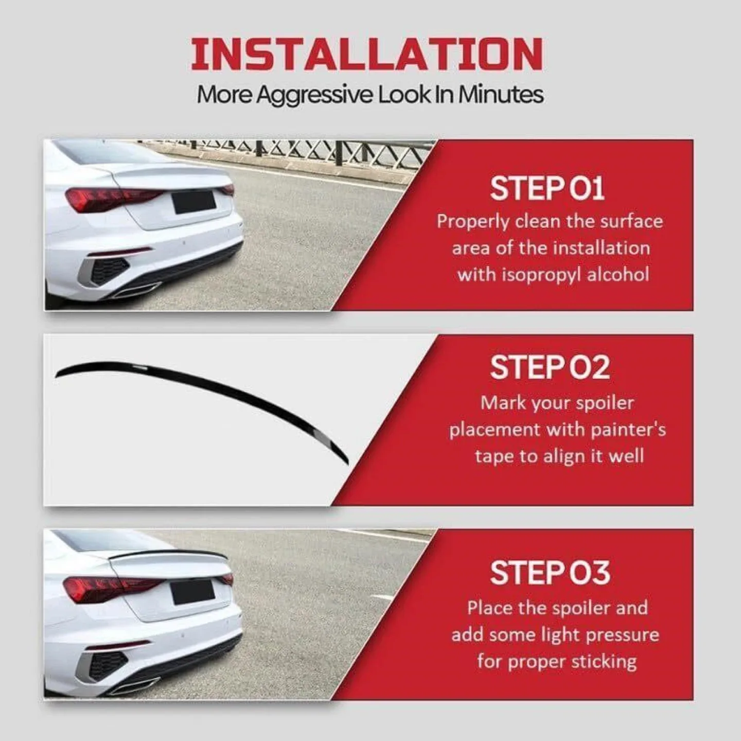 OEM Style Trunk Spoiler 21-25 Audi A3/A3 S-Line / S3 Sedan - BN image indicator(2)