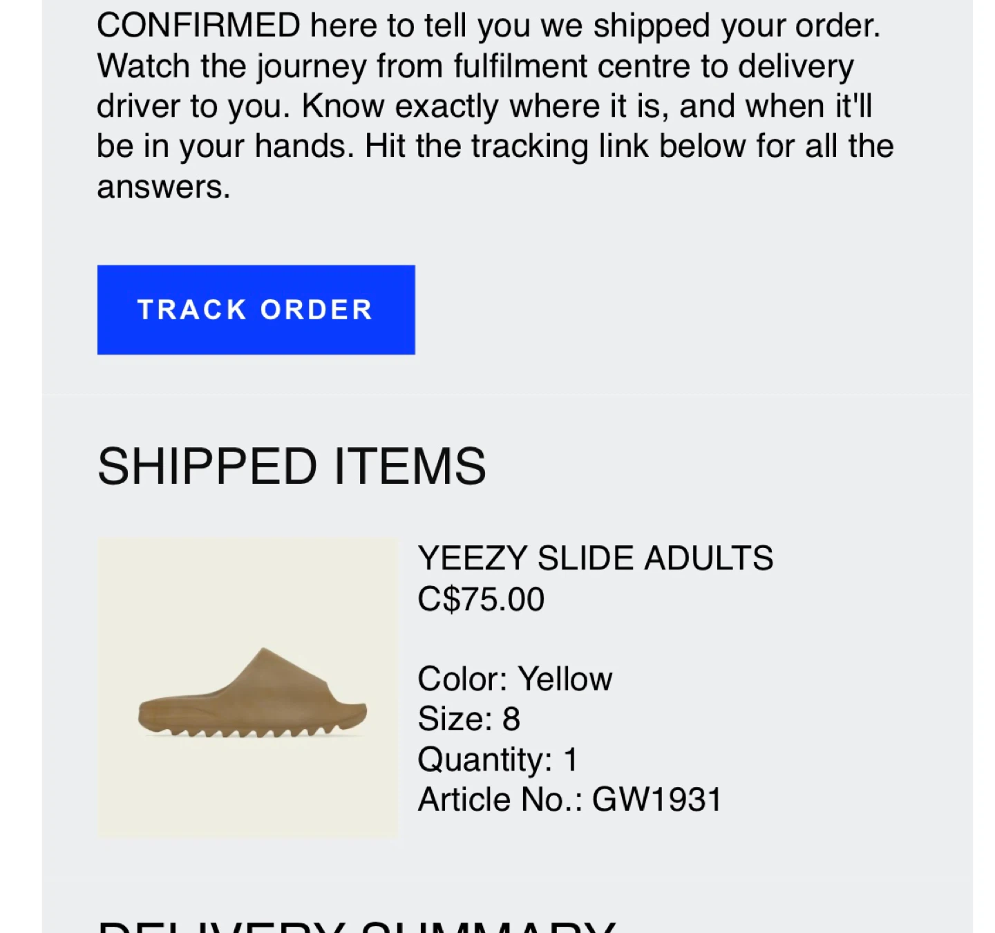 Yeezy Slide Adults - Yellow, Size 8