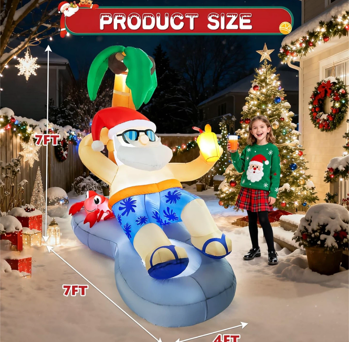New Santa Inflatable with Palm Tree & Crab (Never open box) - photo 2