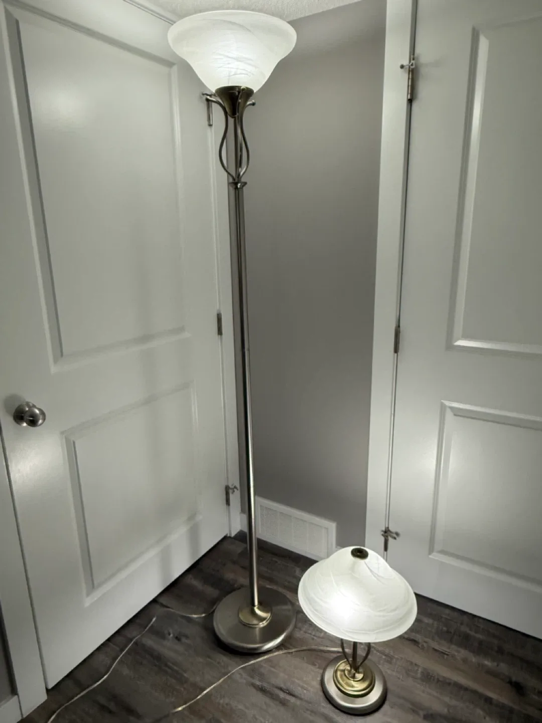 As New Stainless Steel Lamp Set - Floor Lamp and Table Lamp image indicator(2)