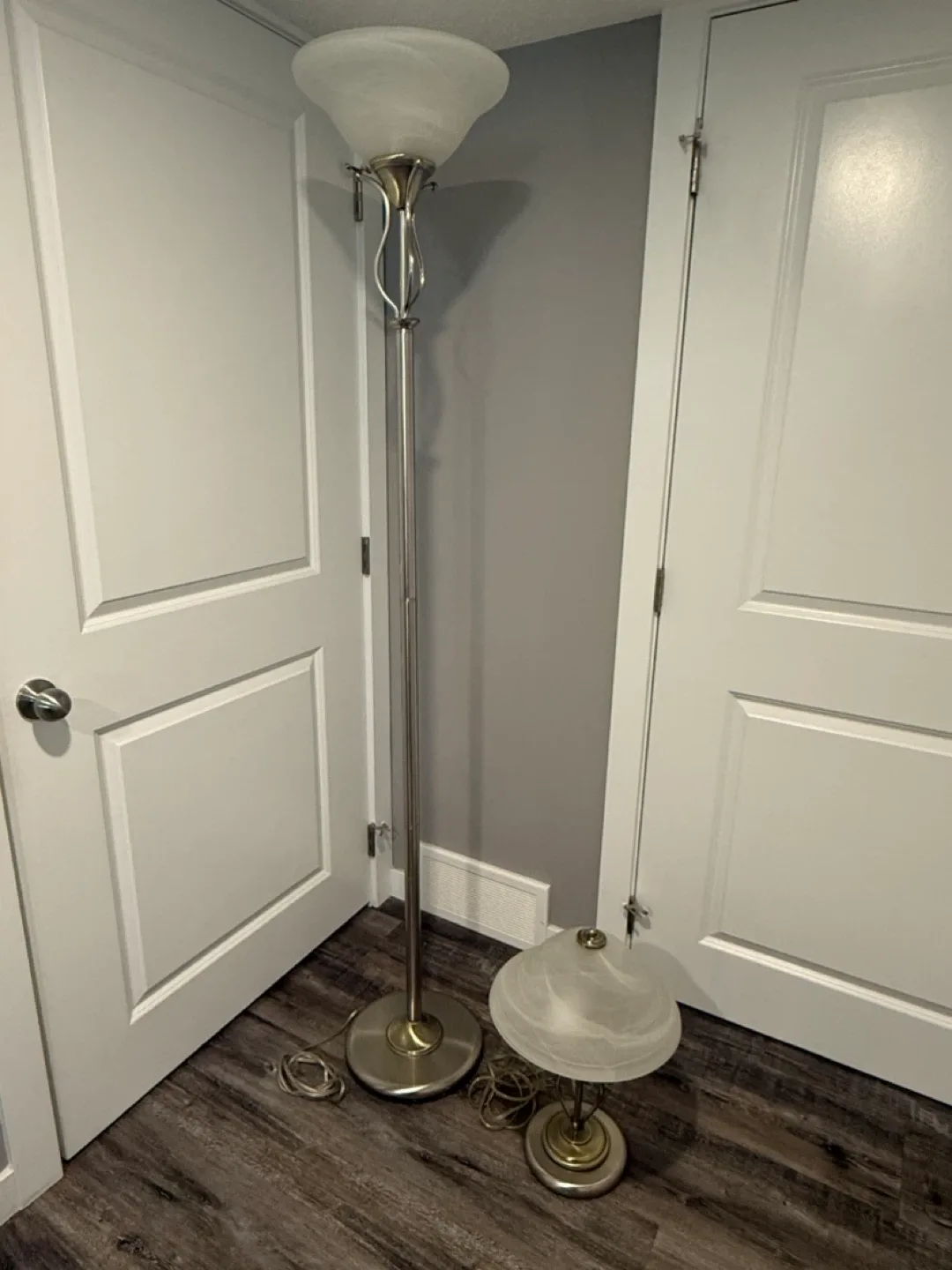 As New Stainless Steel Lamp Set - Floor Lamp and Table Lamp thumbnail