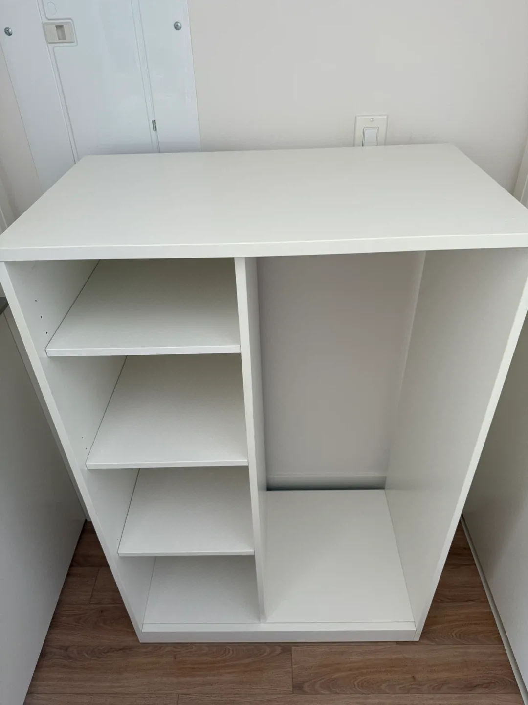 White Wardrobe with Shelves & Hanging Rod image indicator(4)