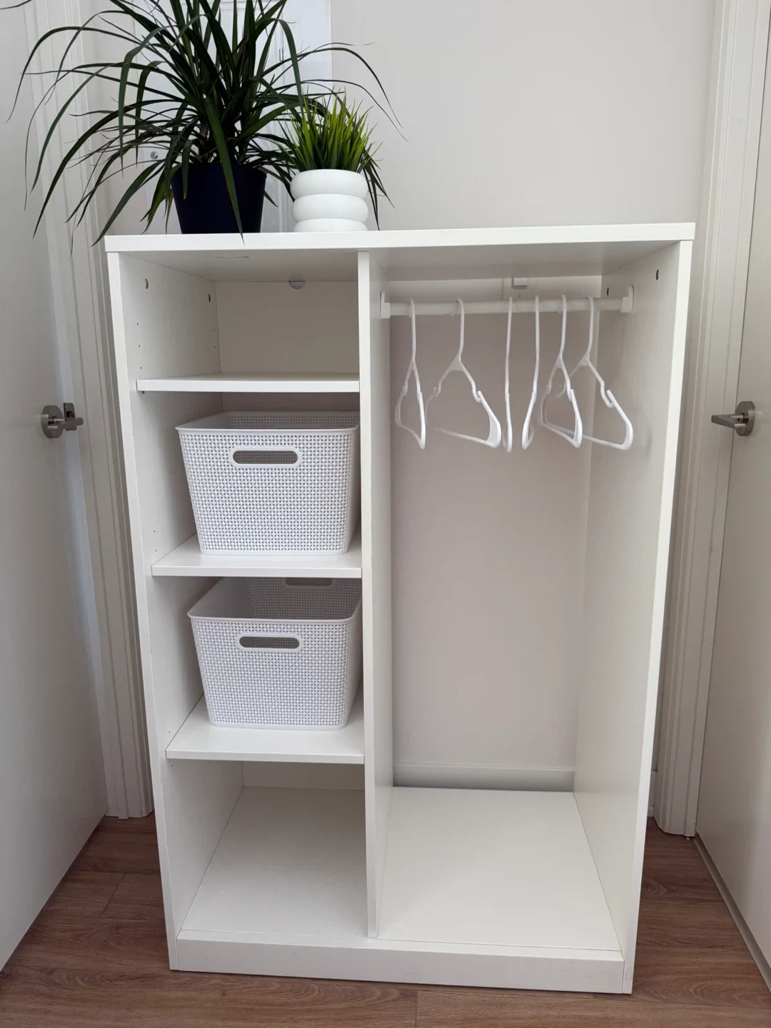White Wardrobe with Shelves & Hanging Rod thumbnail