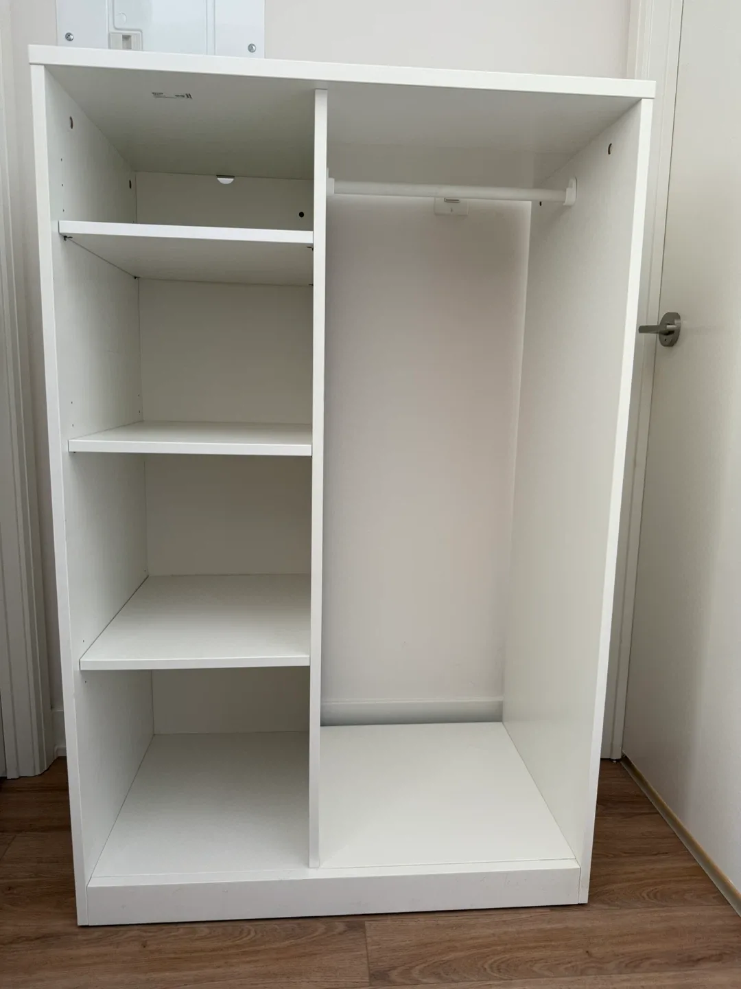 White Wardrobe with Shelves & Hanging Rod image indicator(2)
