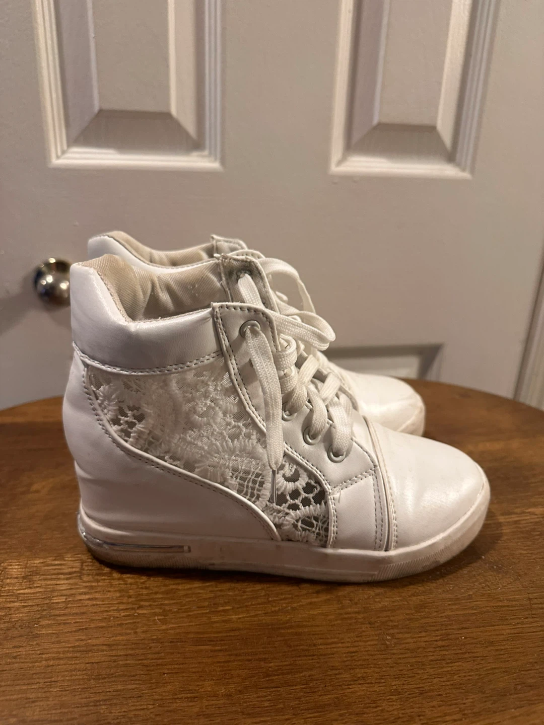 White Wedge Heel Sneakers - photo 3