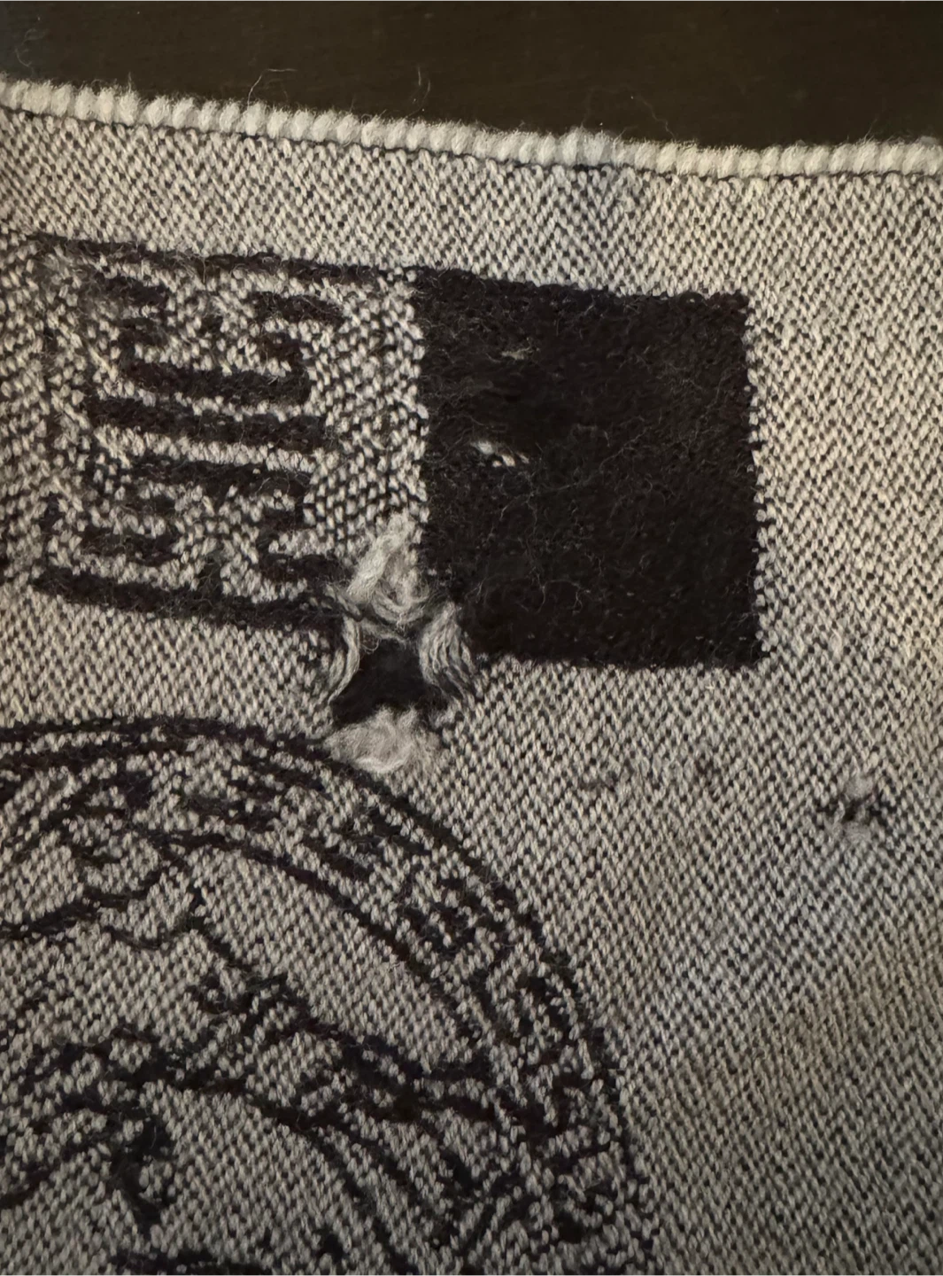 Versace Wool Scarf - Black & Grey - photo 3