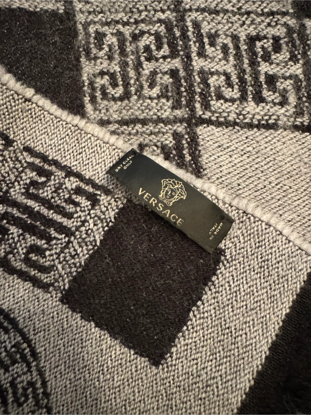 Versace Wool Scarf - Black & Grey - photo 2