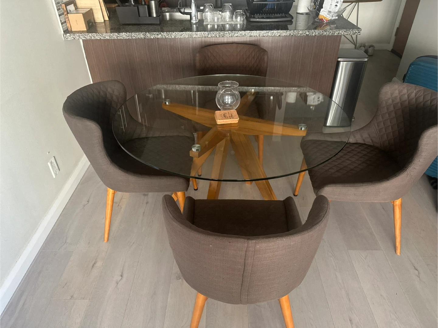 Glass Top Dining Table with 4 Chairs