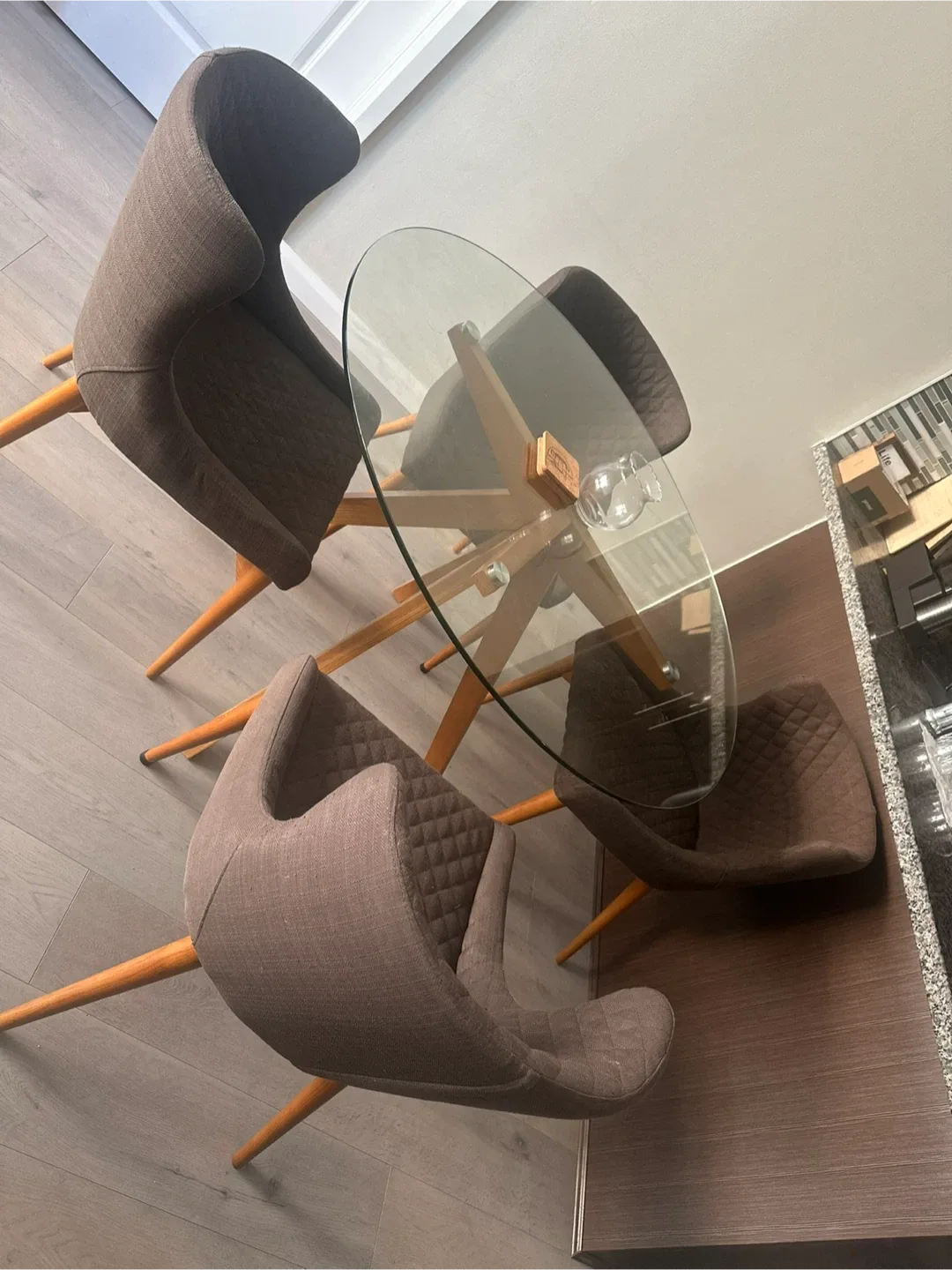 Glass Top Dining Table with 4 Chairs image indicator(2)