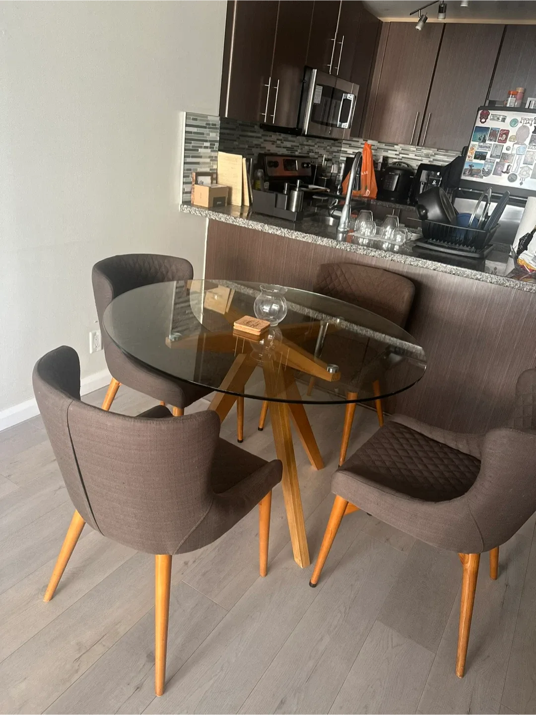 Glass Top Dining Table with 4 Chairs image indicator(3)