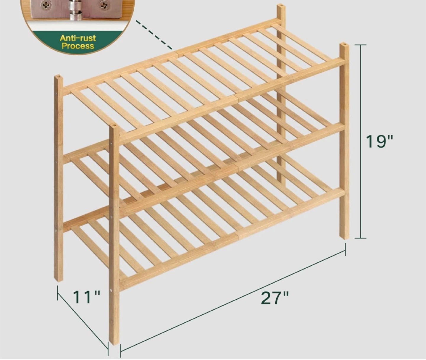 Wooden 3-Tier Shoe Rack Organizer - photo 4