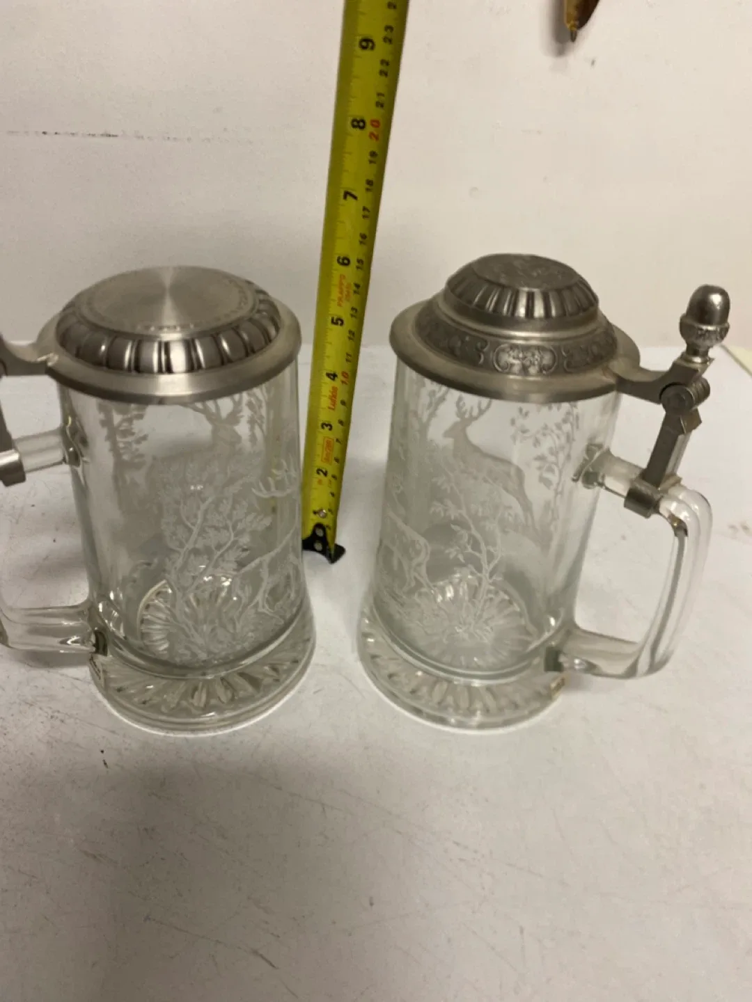 Vintage Deer Etched Glass Beer Steins image indicator(3)