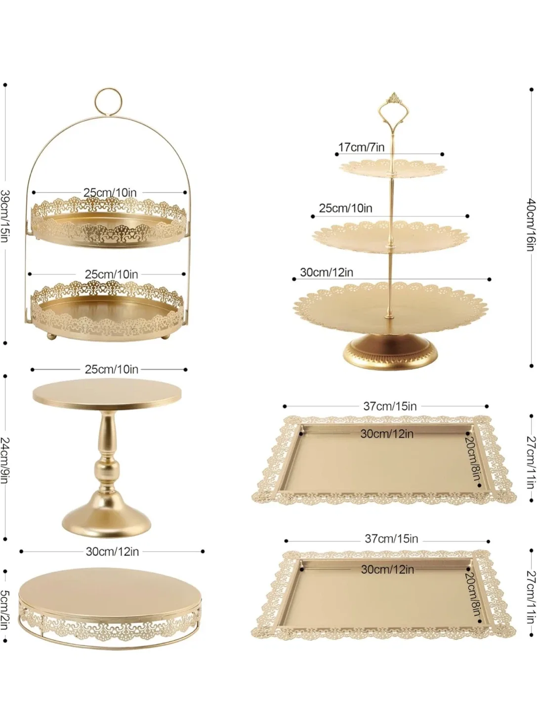 6 Pcs Gold Cake Stands Set, QENUIITEA Cake image indicator(3)