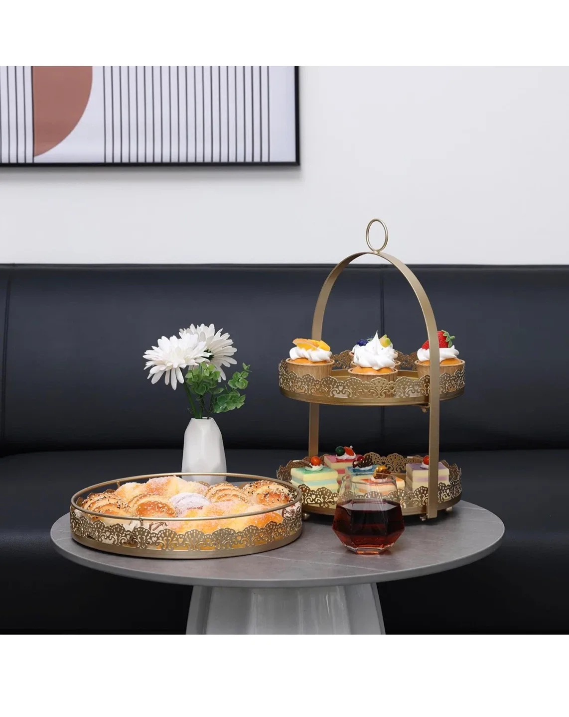 6 Pcs Gold Cake Stands Set, QENUIITEA Cake image indicator(5)