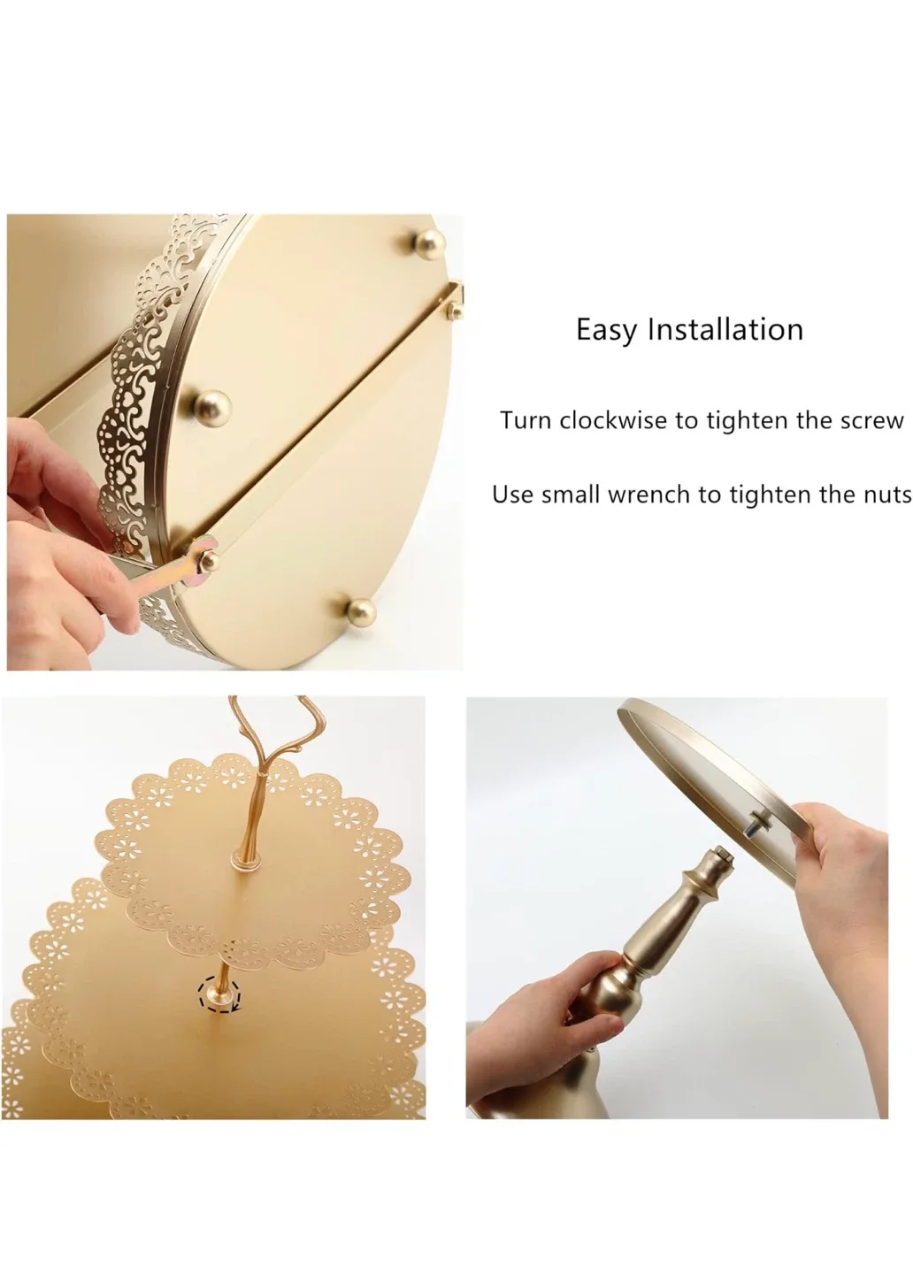 6 Pcs Gold Cake Stands Set, QENUIITEA Cake image indicator(4)