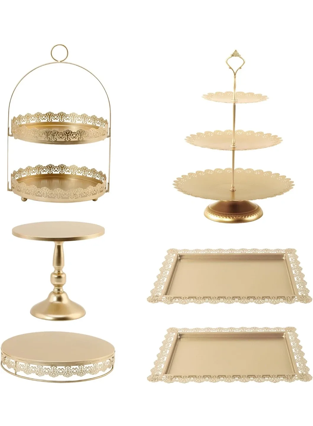 6 Pcs Gold Cake Stands Set, QENUIITEA Cake image indicator(8)