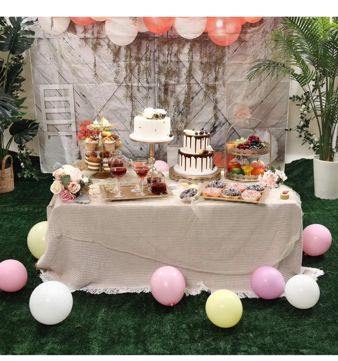 6 Pcs Gold Cake Stands Set, QENUIITEA Cake image indicator(7)