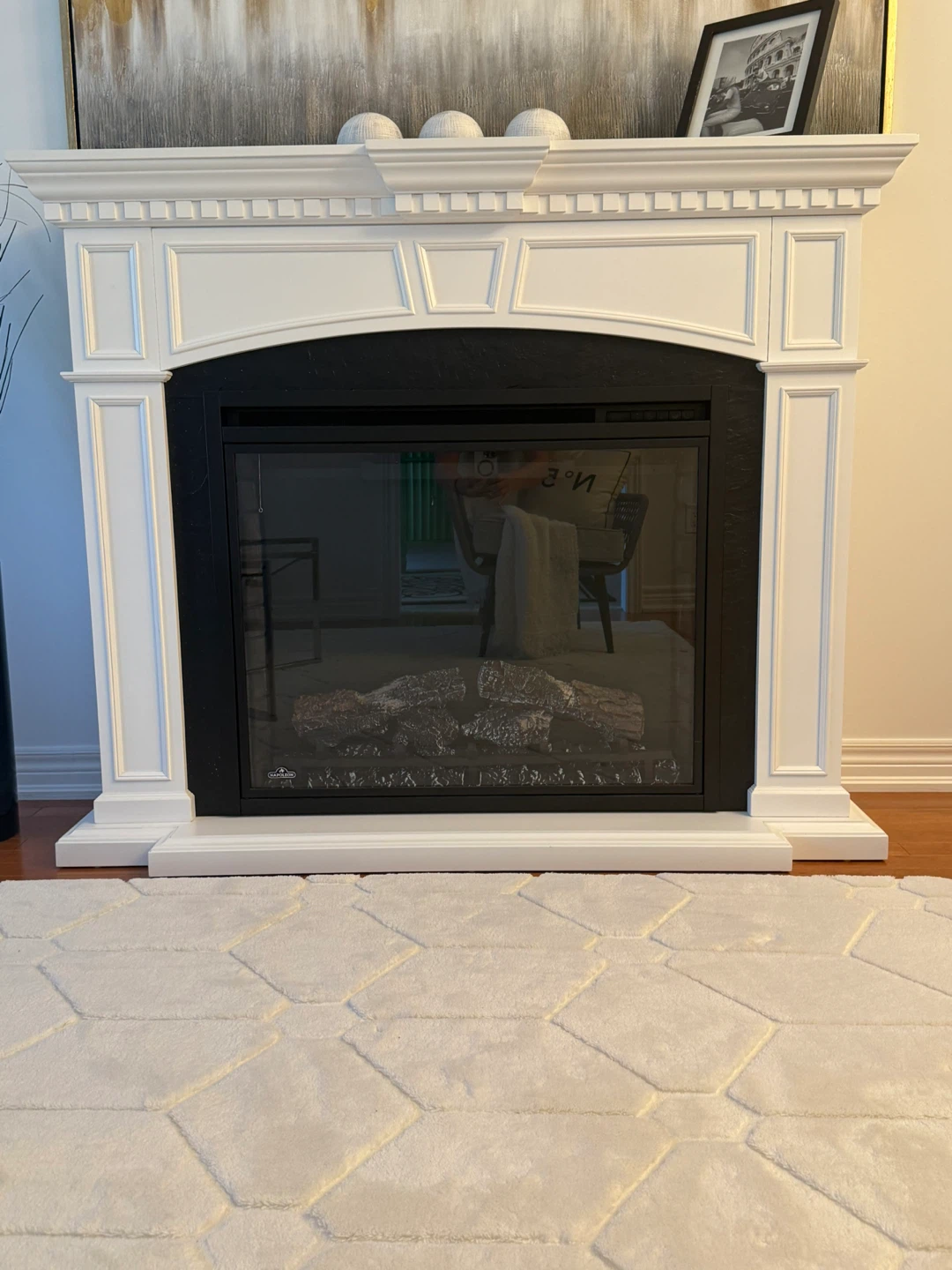 Electric Fireplace with White Mantel - photo 2