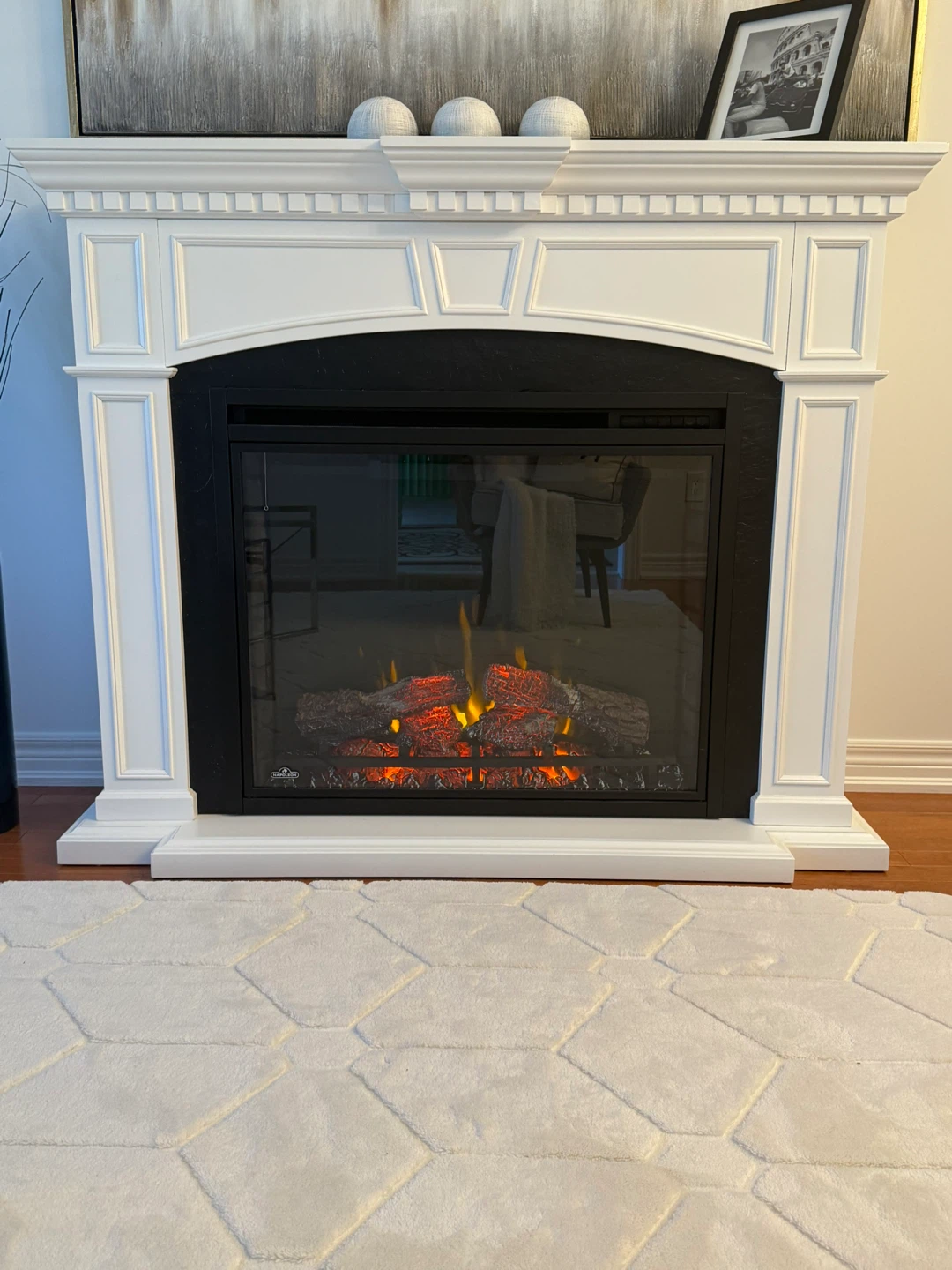 Electric Fireplace with White Mantel - photo 4