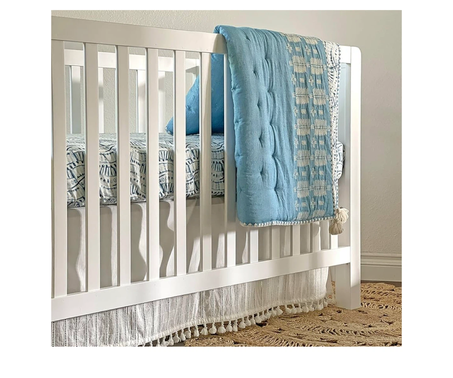 White Crib Bed Skirt - photo 3