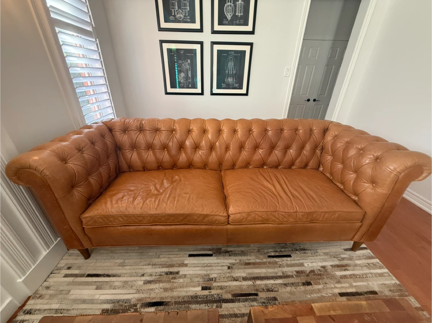 Leather Chesterfield Sofa - Tan - photo 2