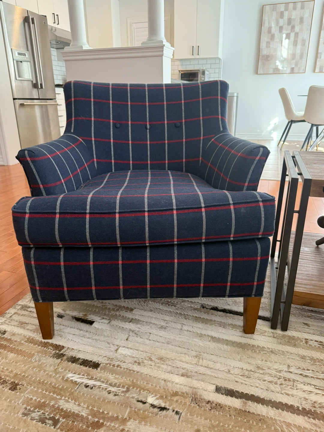 Custom Blue Plaid Armchair - Set of 2 - photo 2