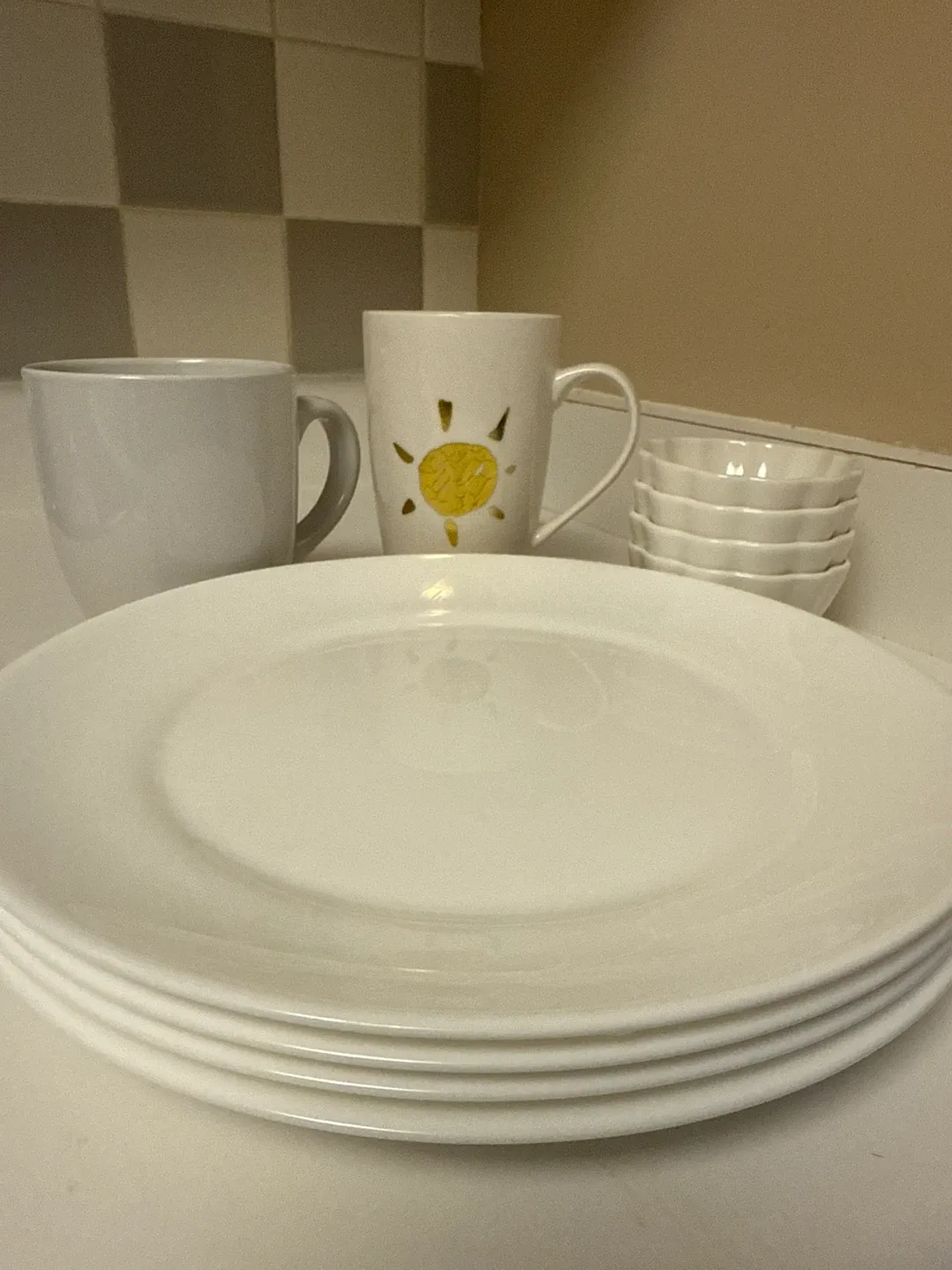 Moving out sale: White Dinnerware Set - Mugs, saucers, Plates thumbnail