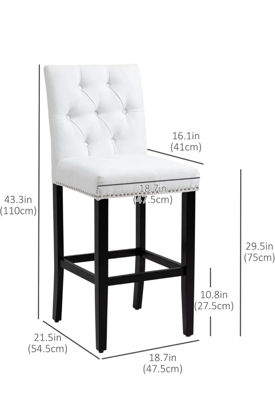 Set of 4 White Upholstered Bar Stools - photo 5