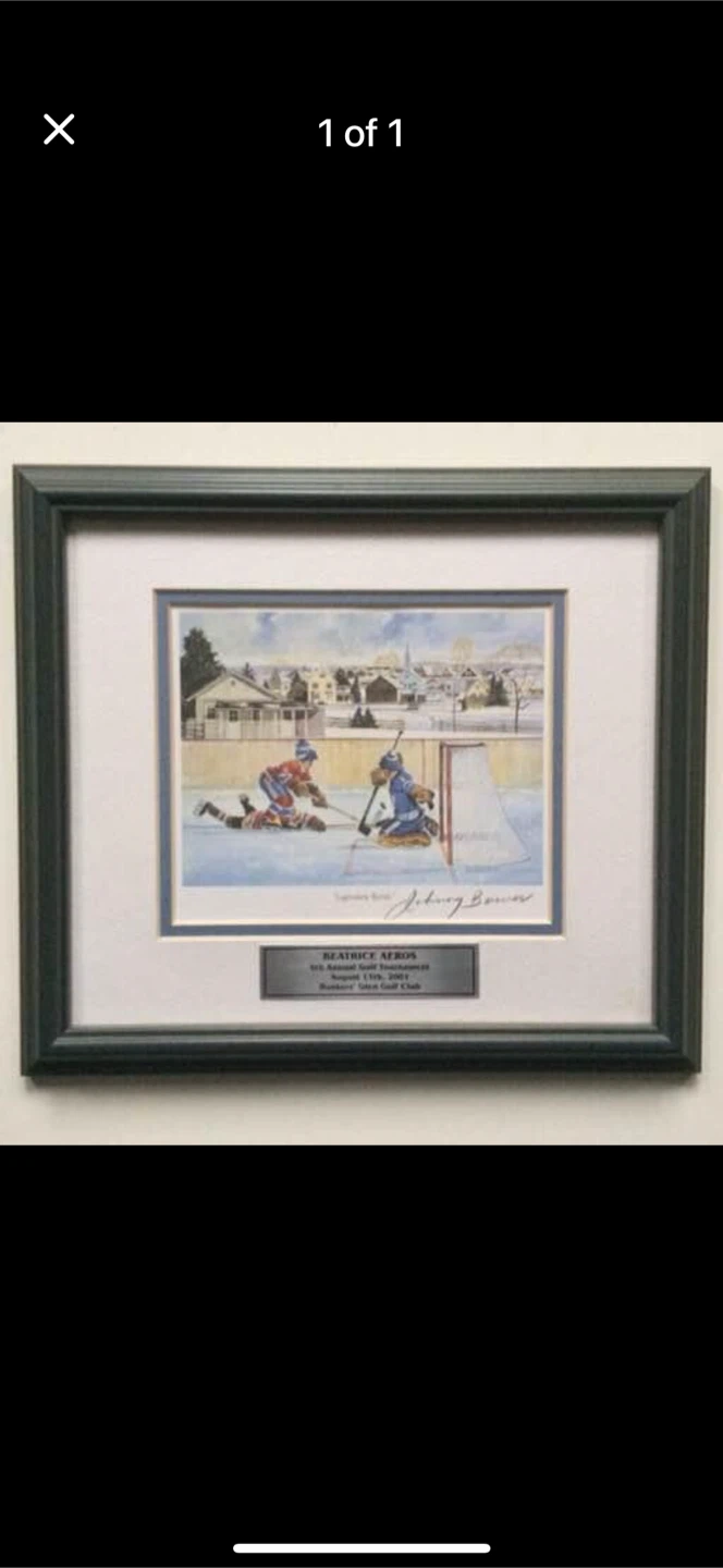 Framed Johnny Bower Hockey Print