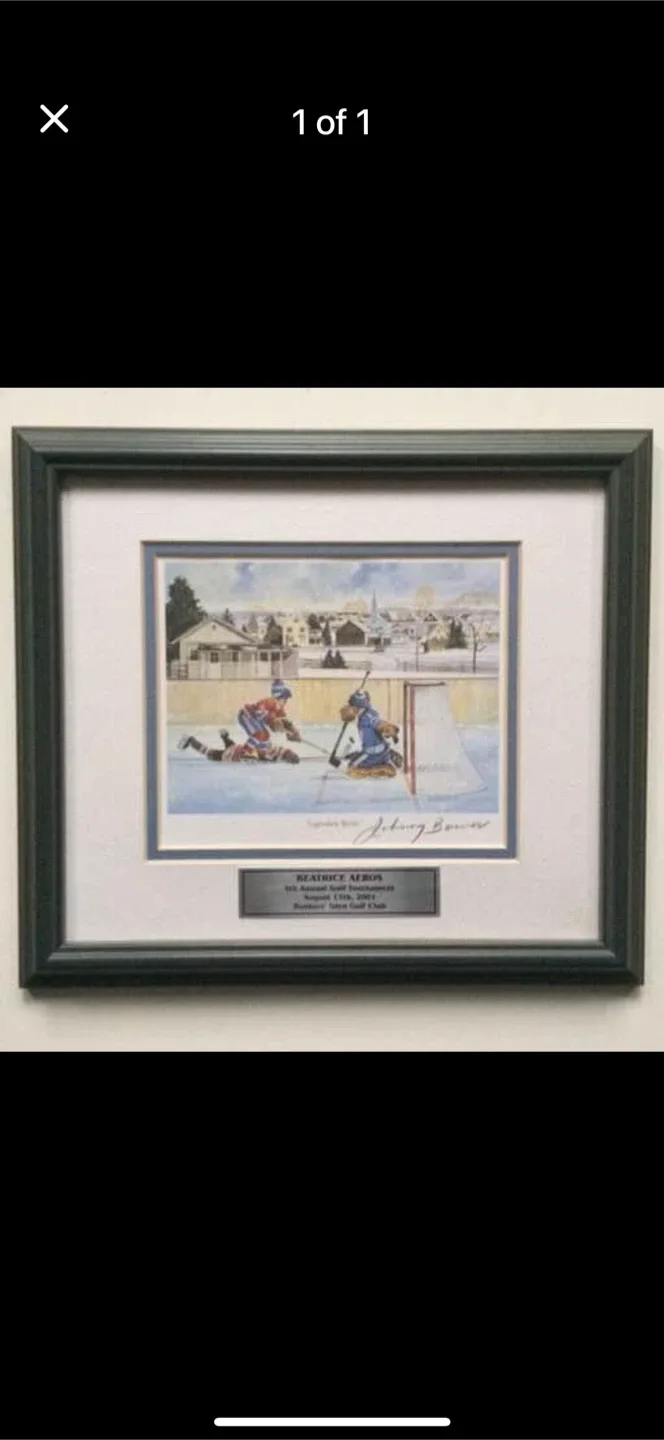 Framed Johnny Bower Hockey Print thumbnail