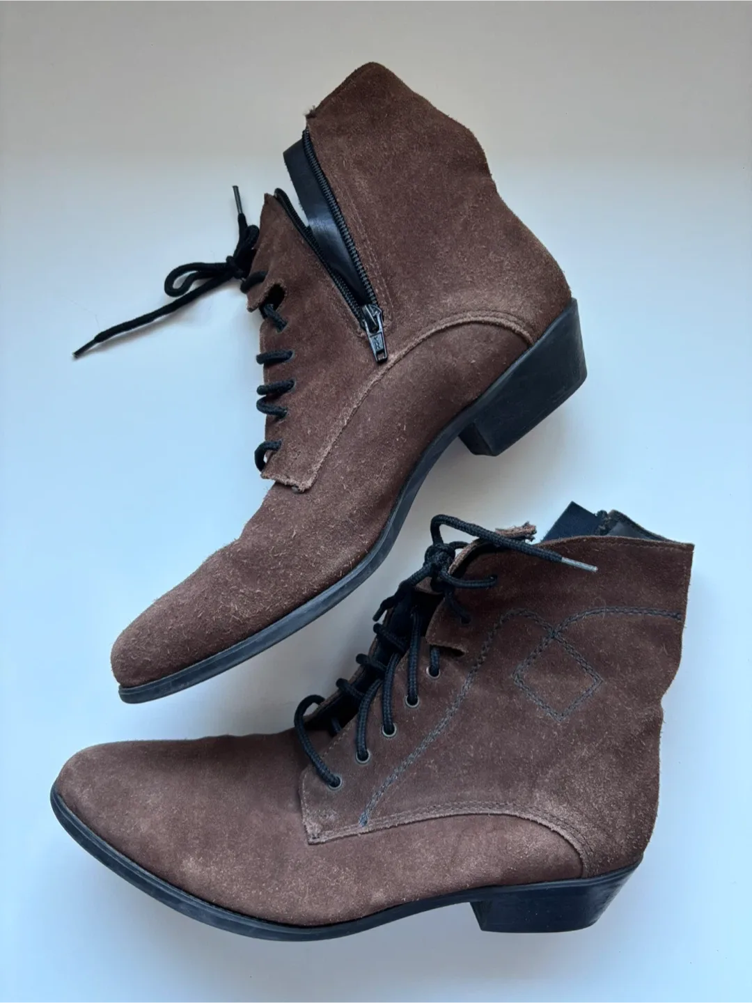 Brown Suede Lace-Up Ankle Boots thumbnail