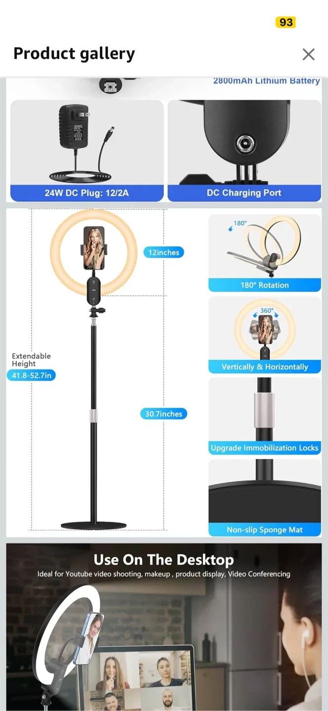 12-inch Selfie Ring Light with Extendable Tripod Stand image indicator(3)