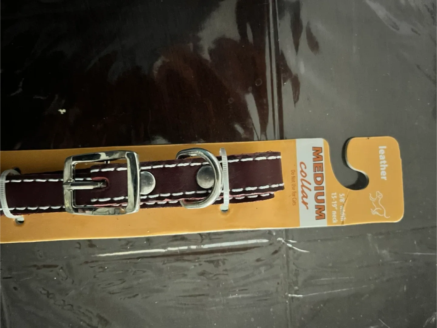 Leather Medium Dog Collar (15-19" neck) thumbnail