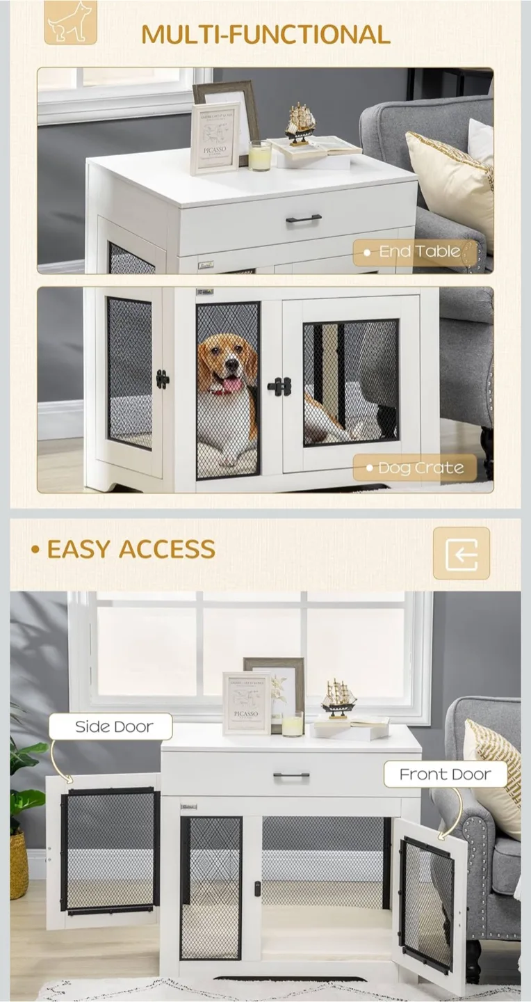 Dog Crate Furniture - White End Table image indicator(2)