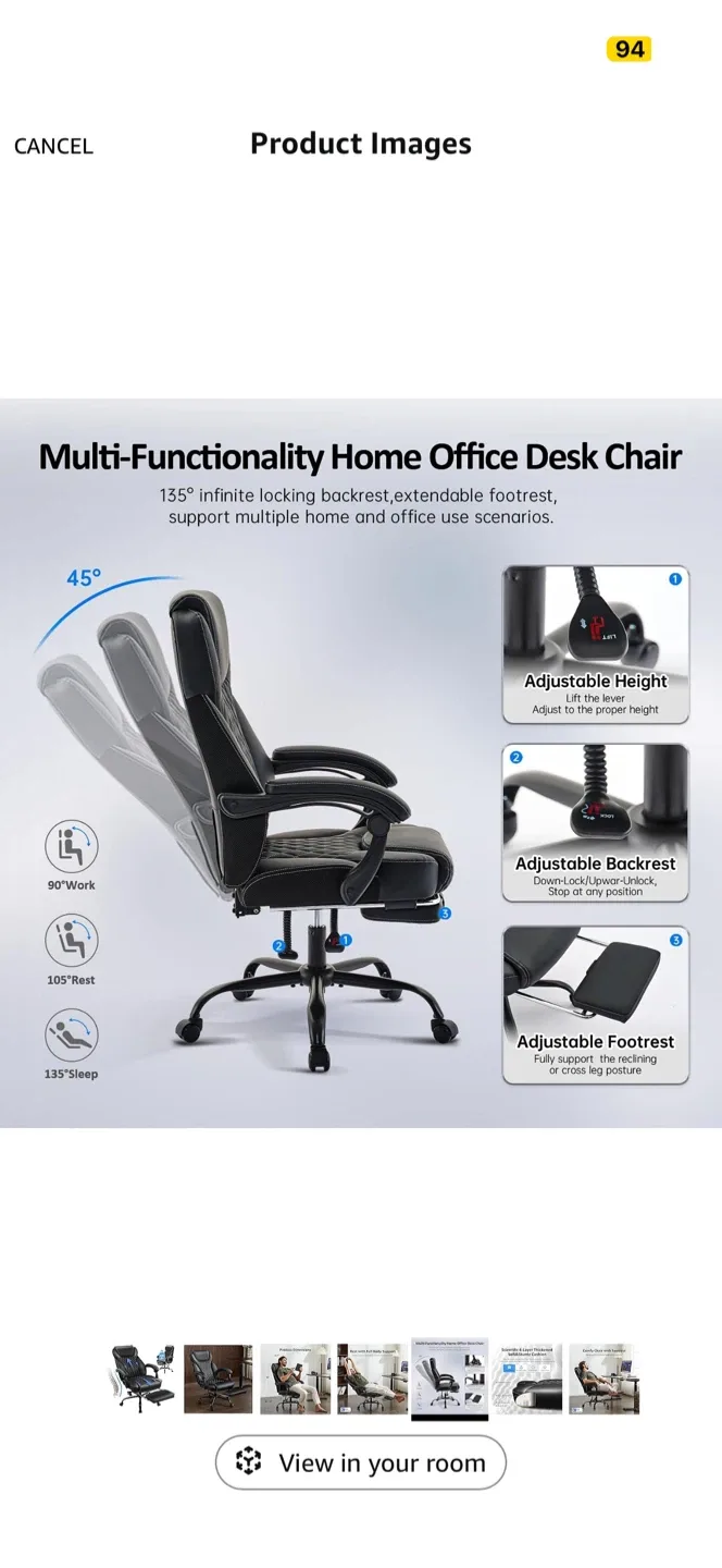 [MOVING SALE] Black Executive Office Chair with Footrest image indicator(8)