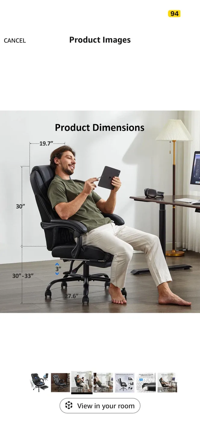 [MOVING SALE] Black Executive Office Chair with Footrest image indicator(9)