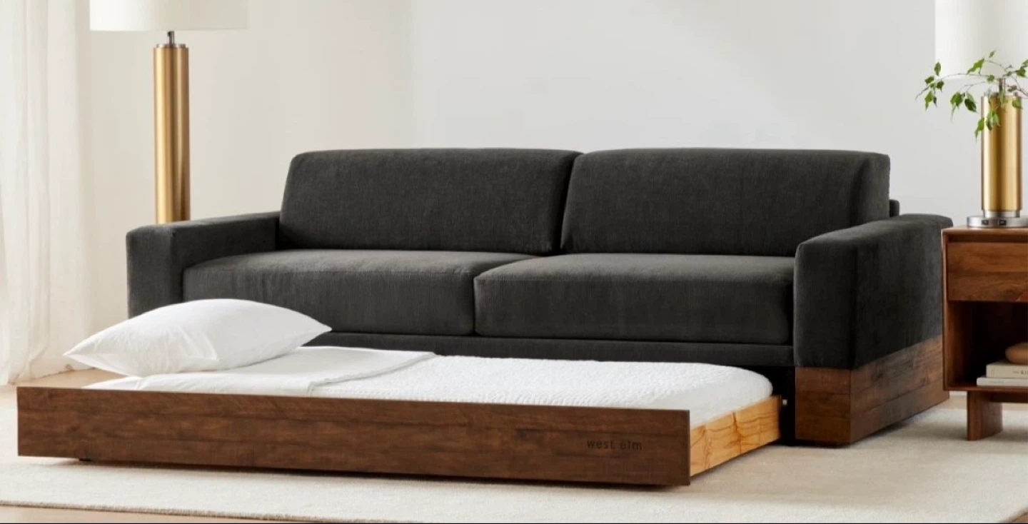 West Elm Sofa with Pullout Bed springhill suites by Marriott - photo 2