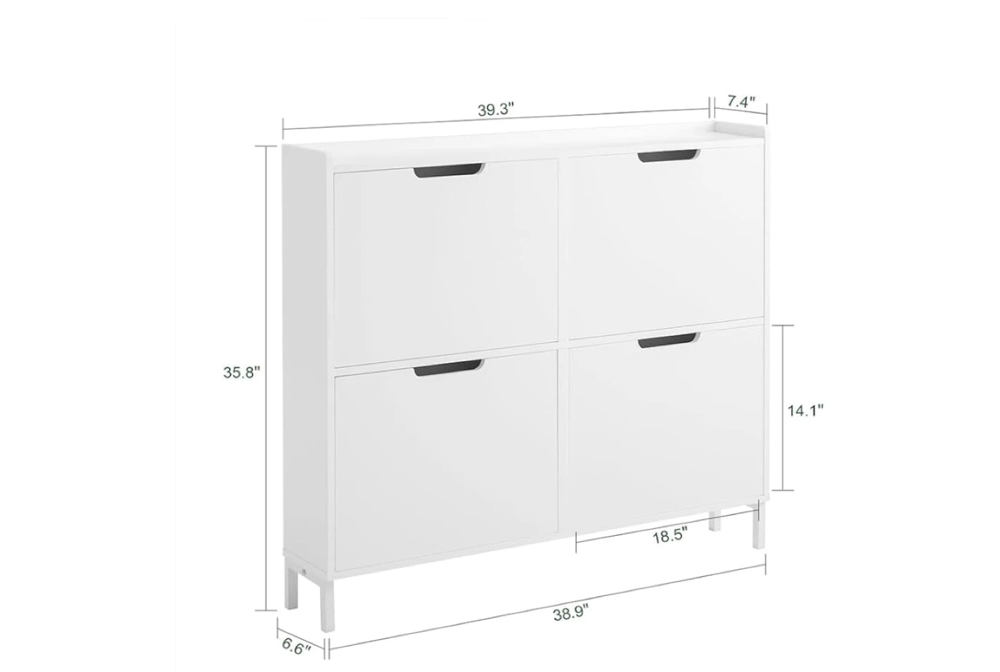 Haotian White Shoe Cabinet with 4 Flip-Drawers - photo 3