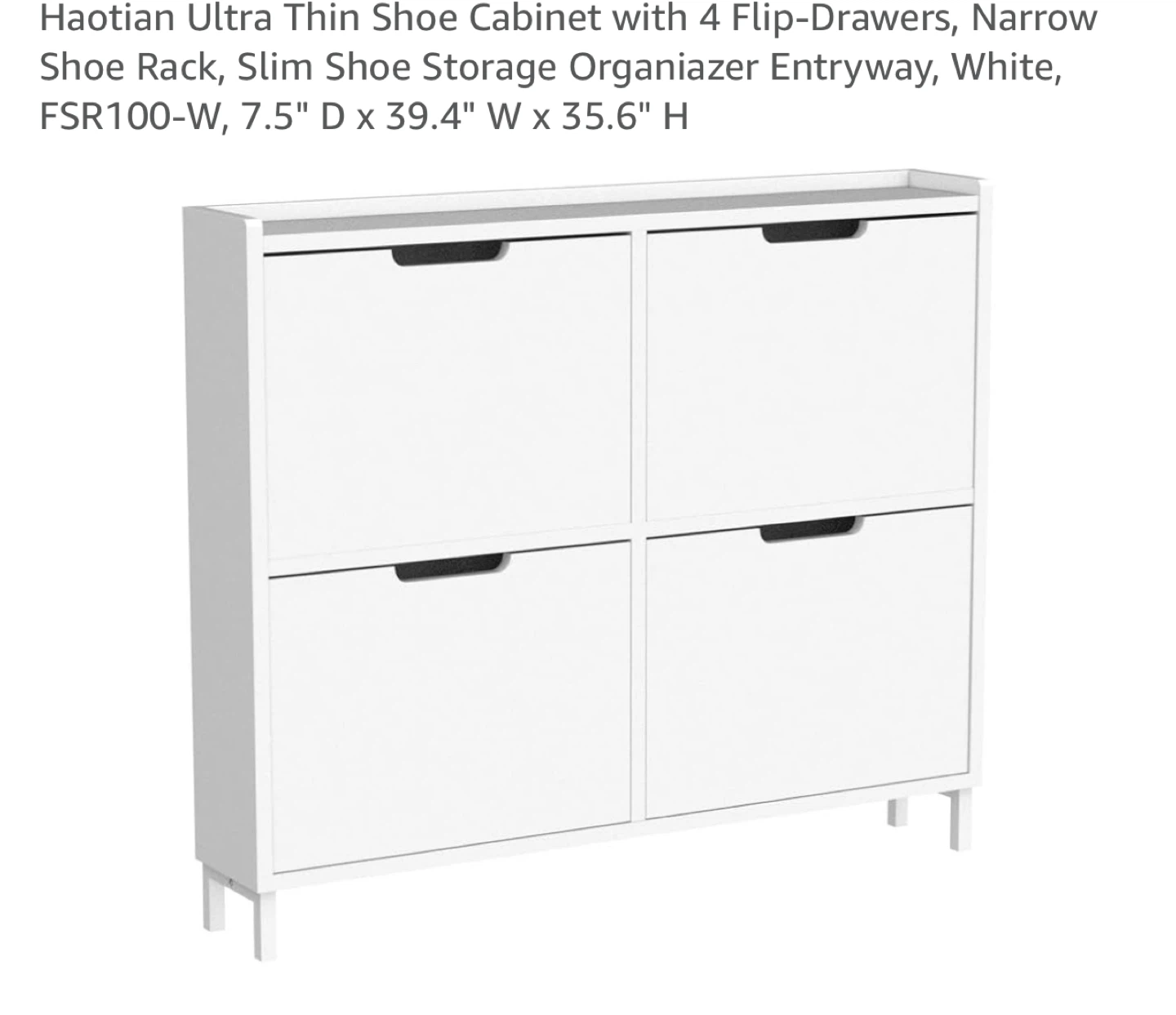 Haotian White Shoe Cabinet with 4 Flip-Drawers - photo 2