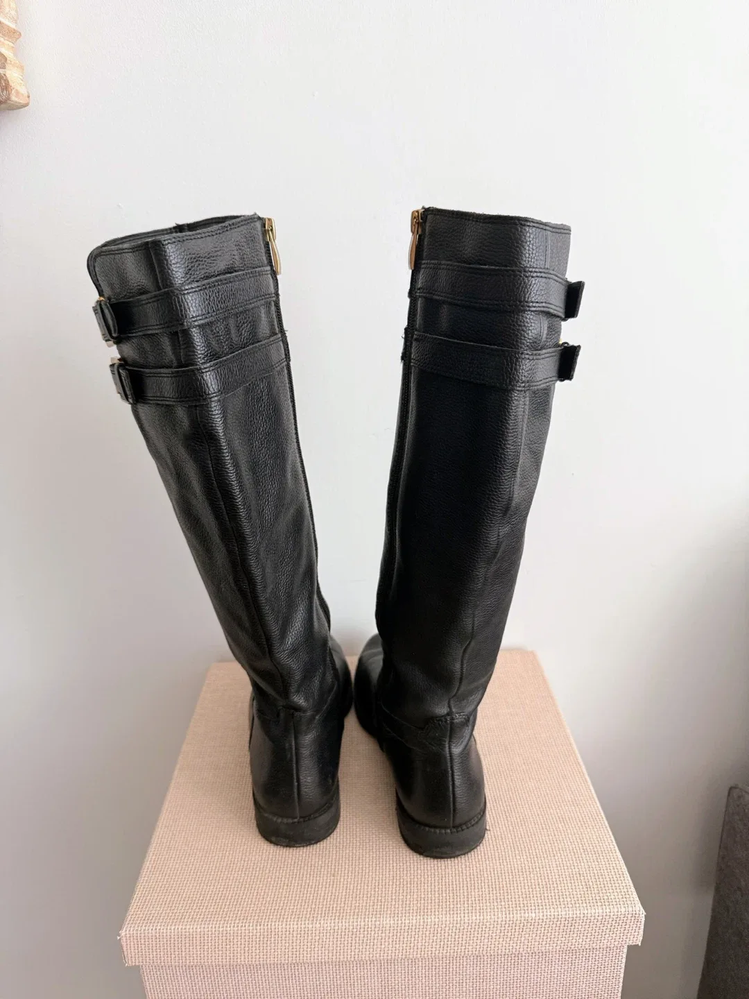 Franco Sarto Black Leather Riding Boots Size 7.5 image indicator(5)