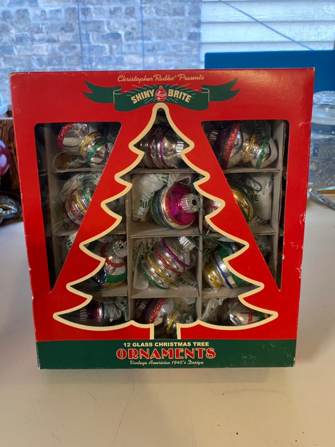 Shiny Brite 12 Glass Christmas Tree Ornaments
