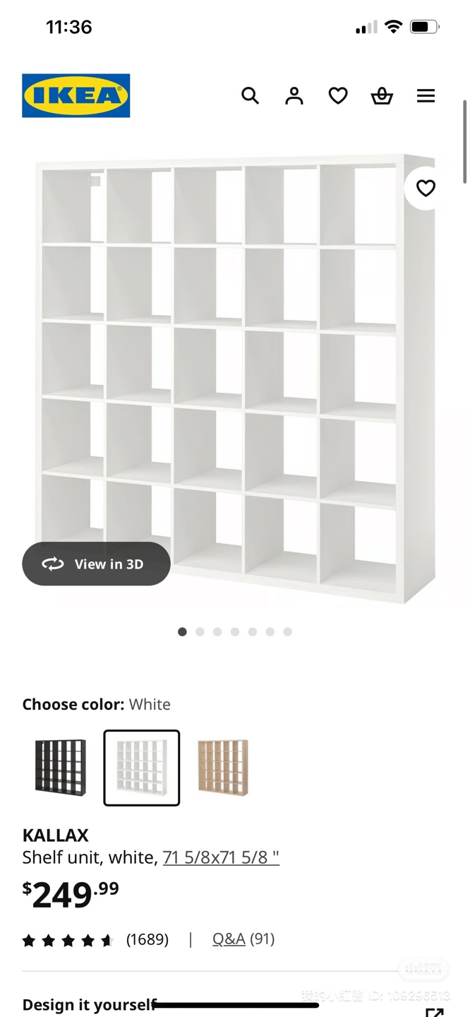 IKEA KALLAX White Shelf Unit 71 5/8x71 5/8" - photo 2
