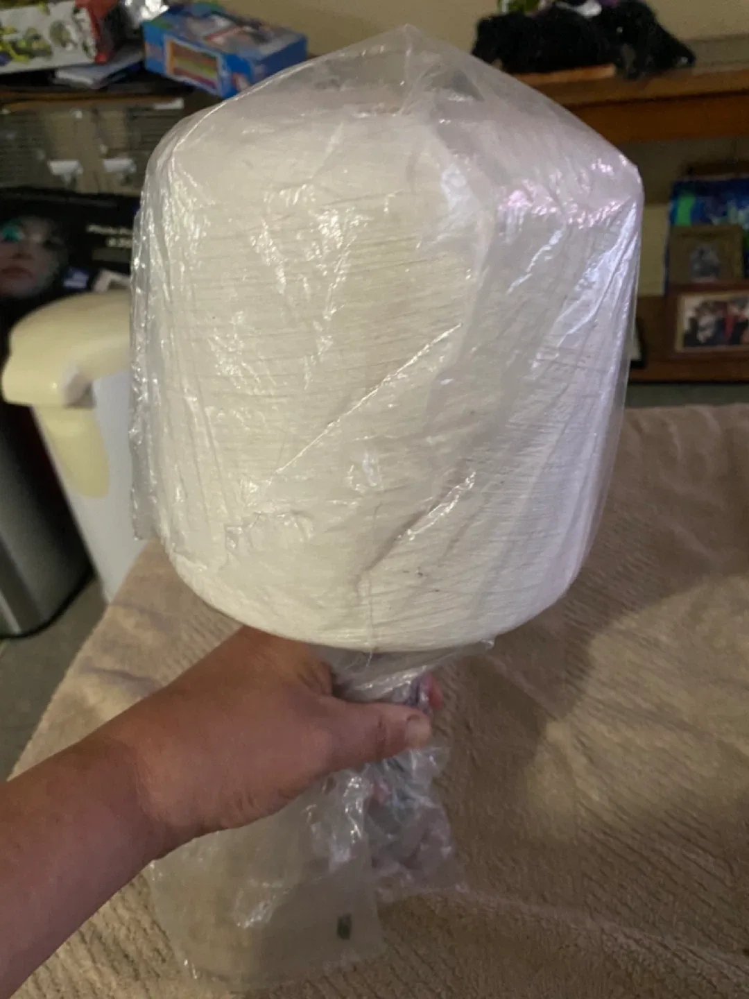 Large Cone of High End Quality White Yarn image indicator(4)