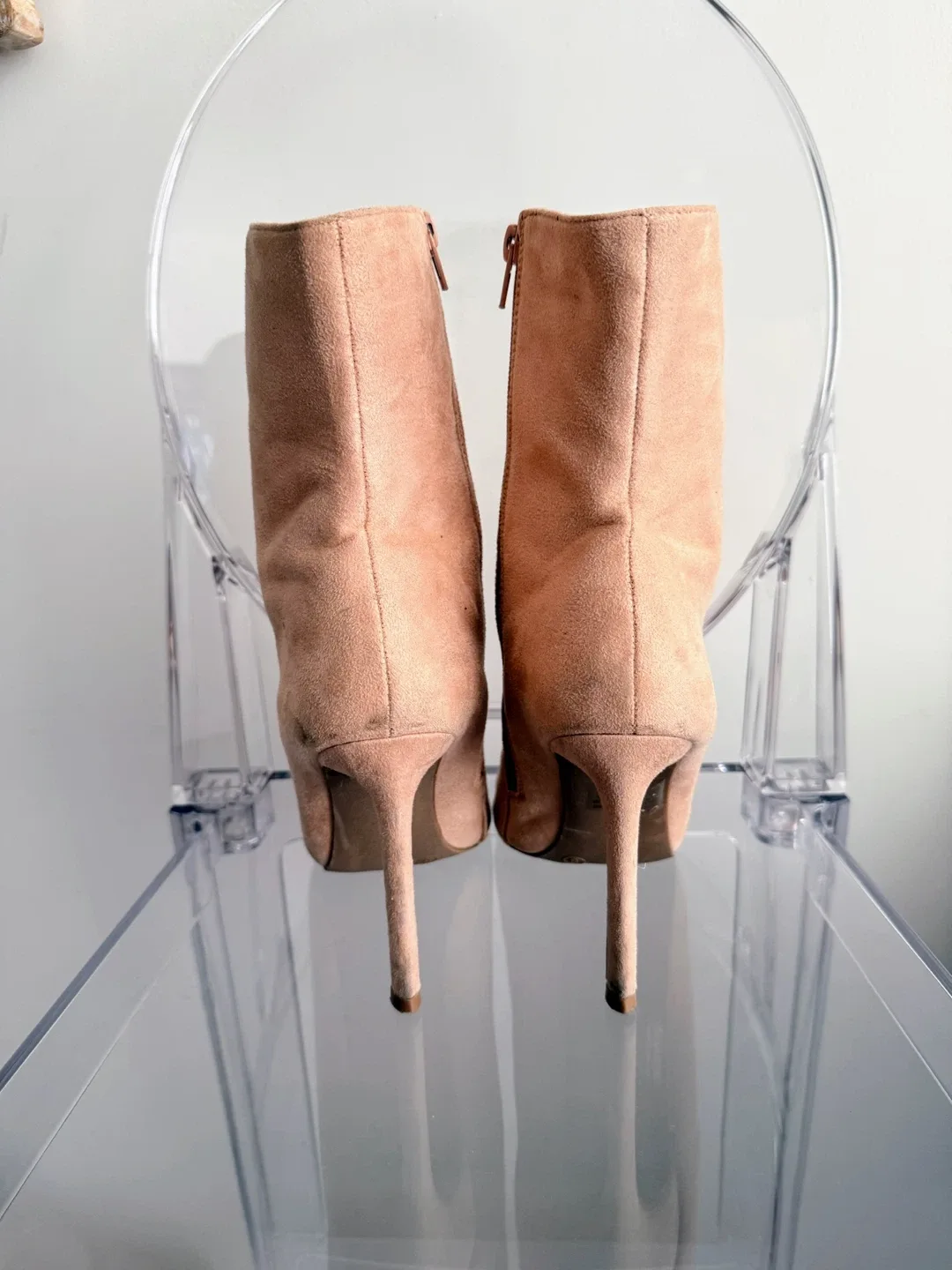 Beige Suede Stiletto Boots Size 8 image indicator(5)
