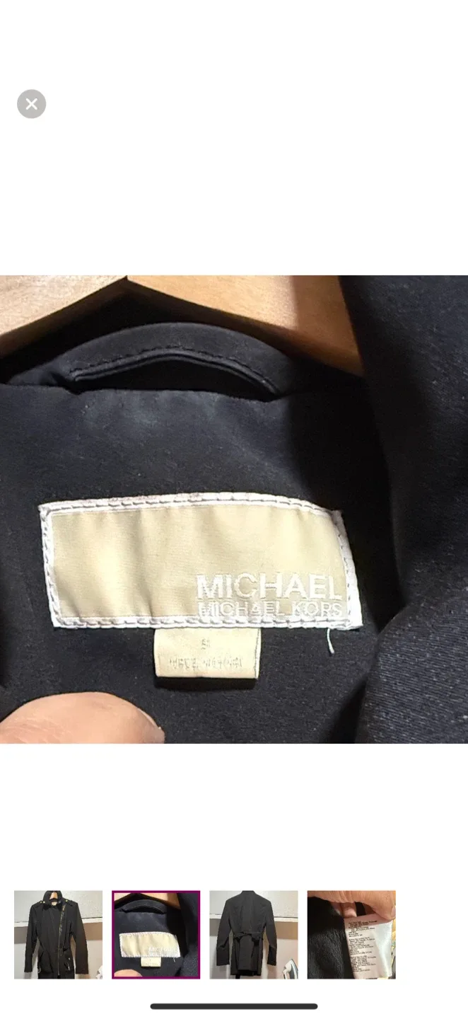 Michael Kors Black Belted Jacket - Size M image indicator(2)