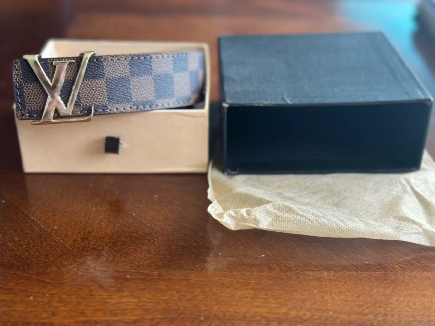 Louis Vuitton Brown Checkered Belt Size 37 image indicator(3)