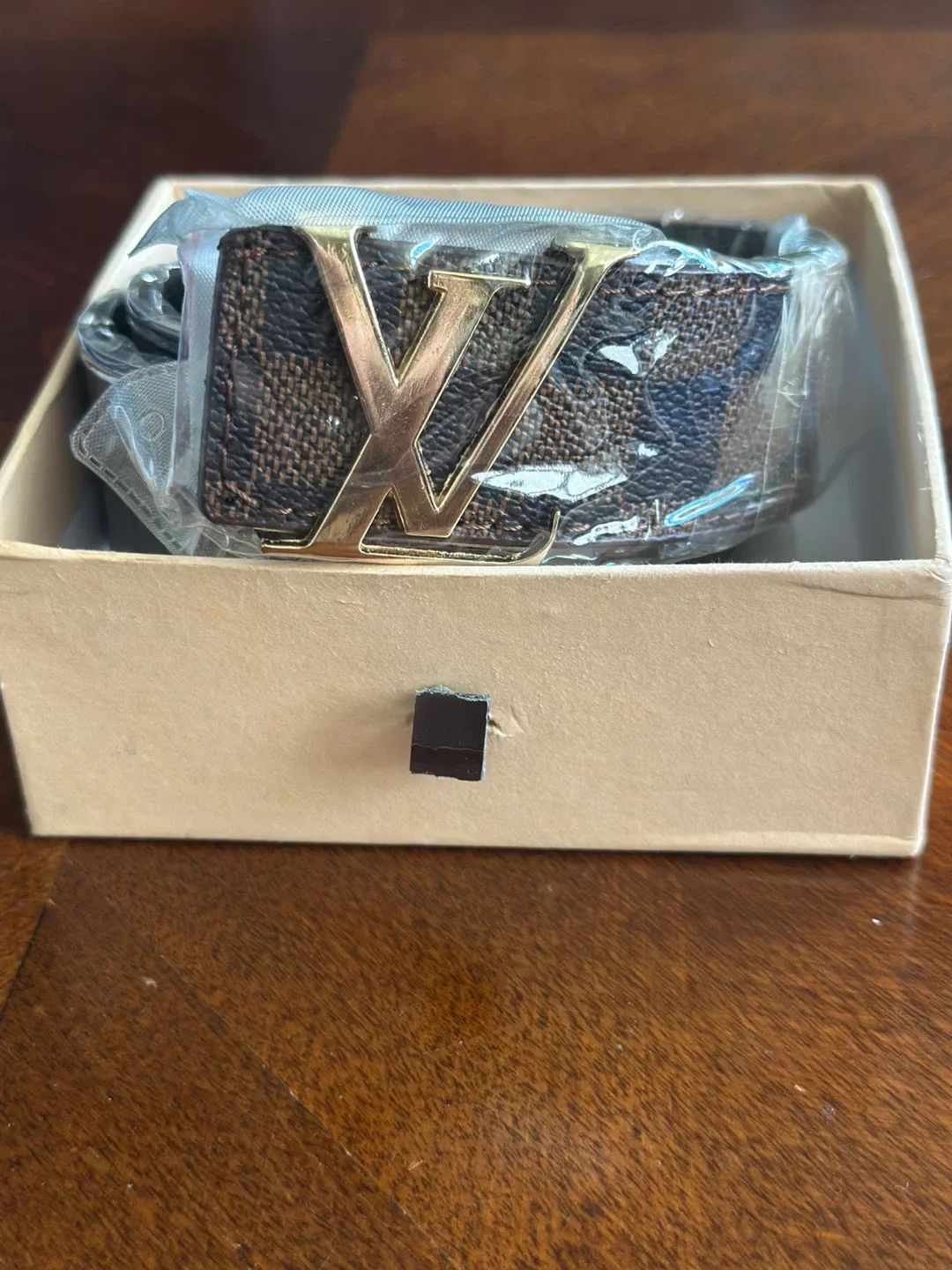 Louis Vuitton Brown Checkered Belt Size 37 image indicator(6)