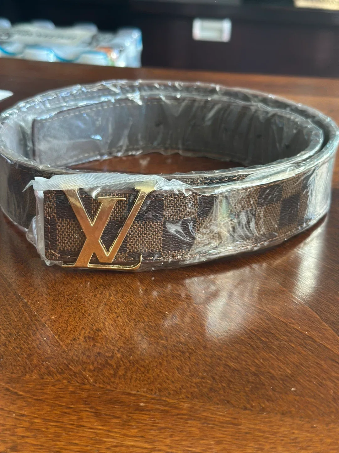 Louis Vuitton Brown Checkered Belt Size 37 image indicator(5)