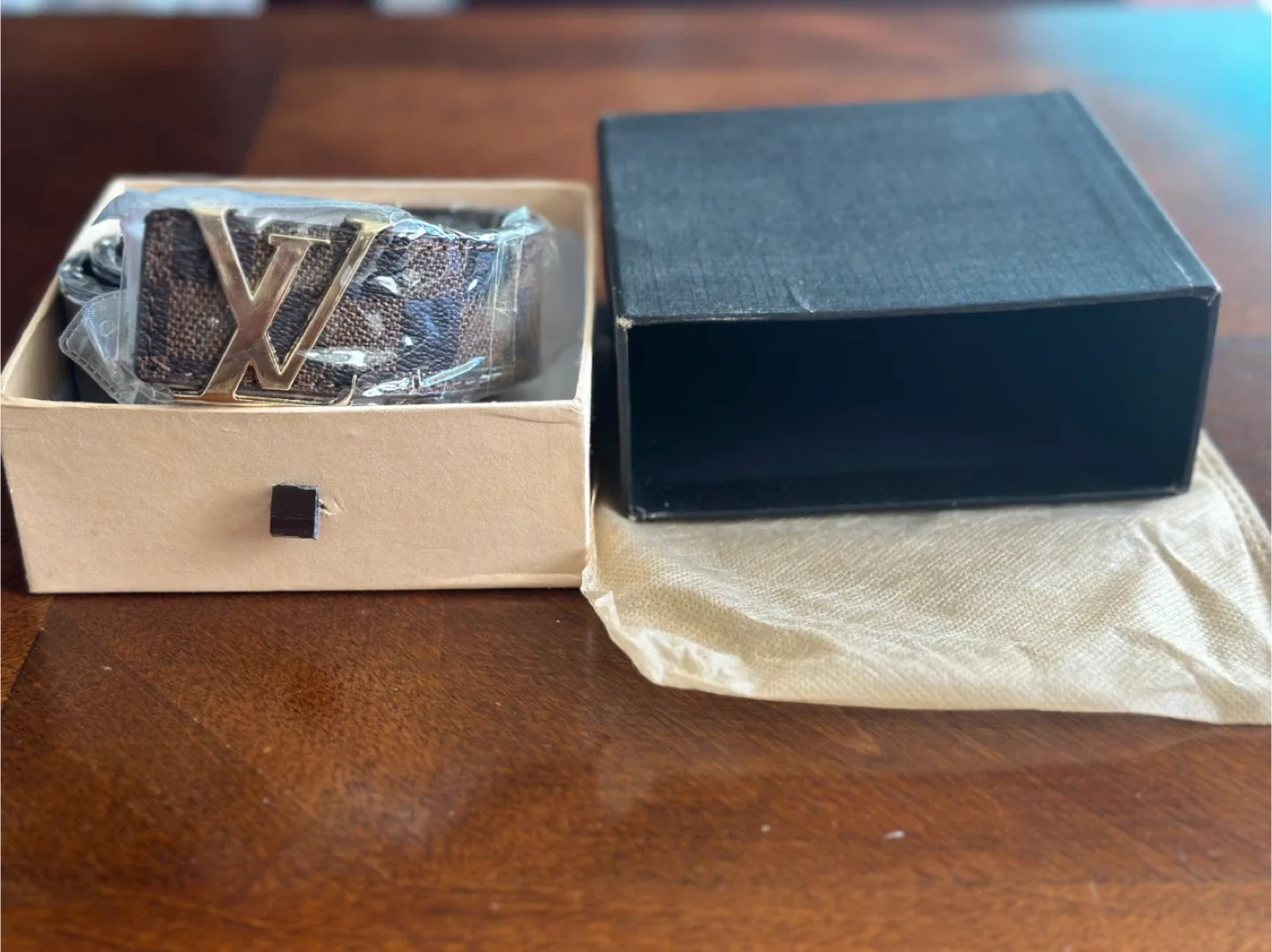 Louis Vuitton Brown Checkered Belt Size 37 image indicator(7)