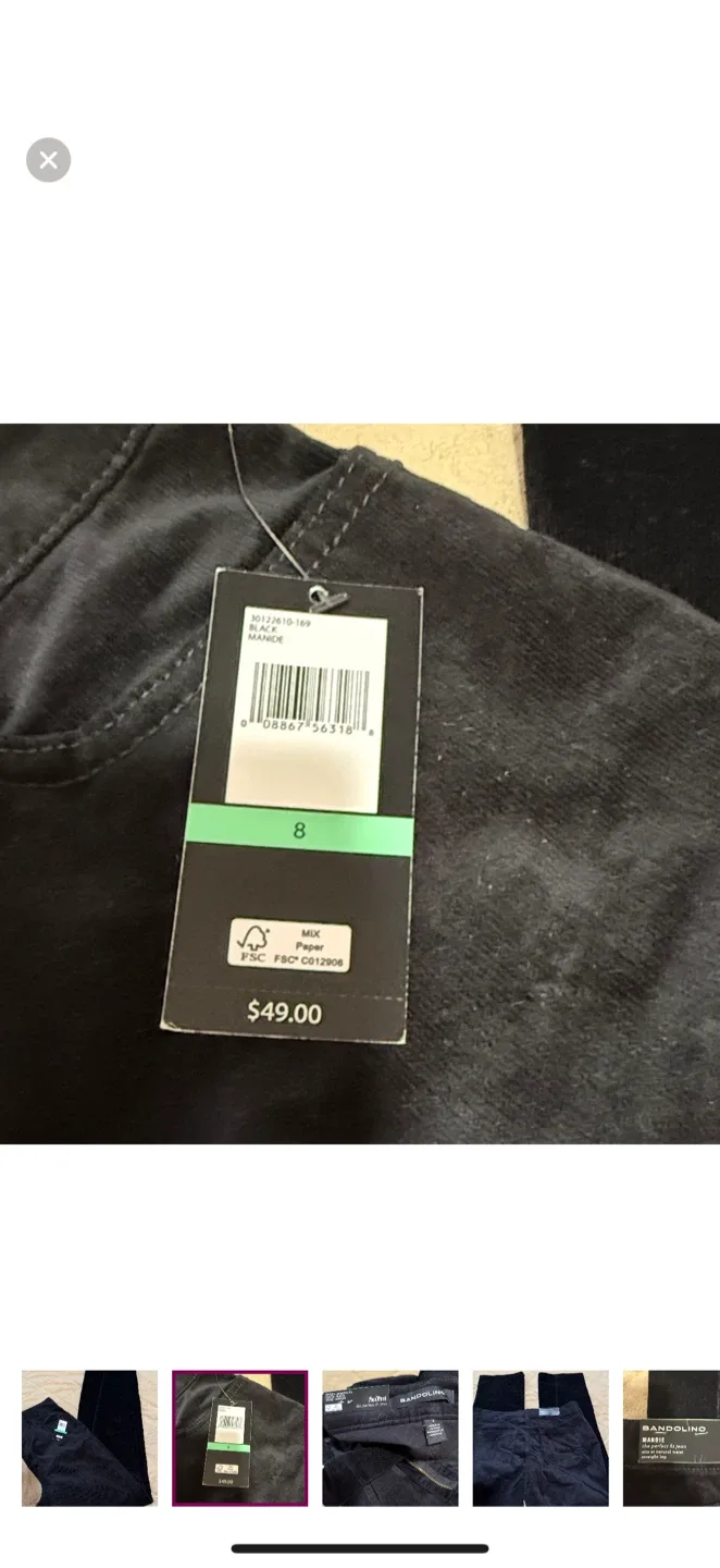 NWT Bandalino Mandie Black Corduroy Pants - Size 8 image indicator(2)